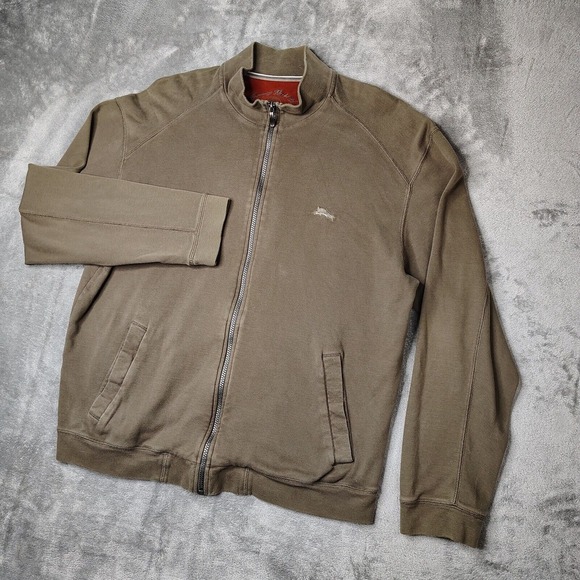 Tommy Bahama Purveyor‎ of Island Lifestyles Bomber Jacket Mens XL Olive Green - Picture 1 of 14